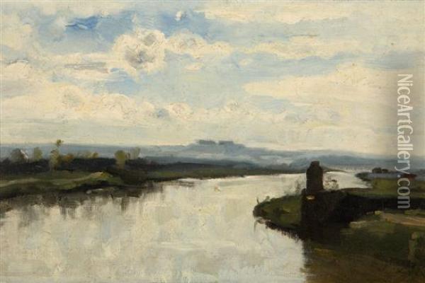 A View Of The Seine Oil Painting - Stanislas Lepine