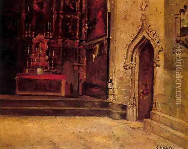 Interior de la catedral de Barcelona Oil Painting - Santiago Rusinol i Prats