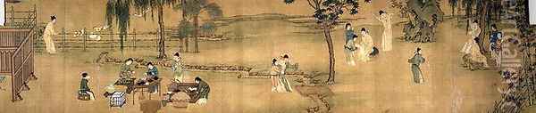 Scholars' Gathering in a Bamboo Garden (2) Oil Painting - Anonymous Artist