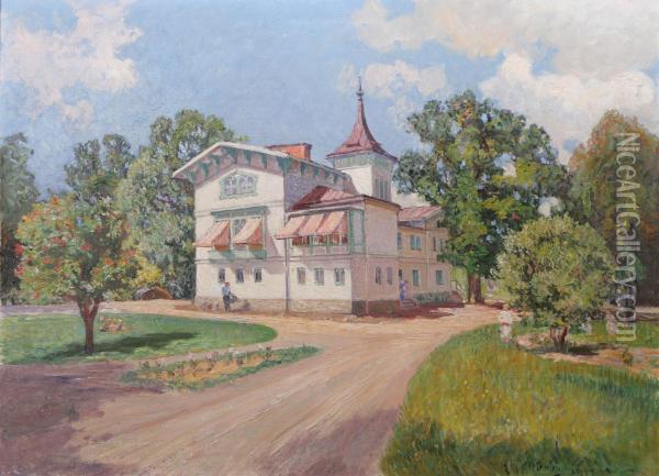 Villa Med Gronskande Park Oil Painting - Anton Genberg