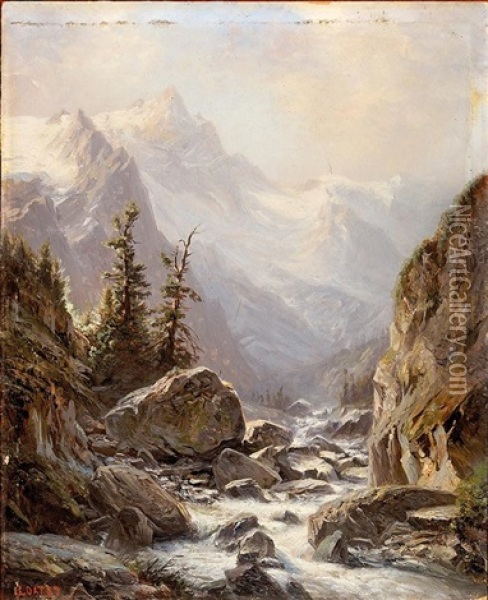 Torrent De Montagne Oil Painting - Leberecht Lortet