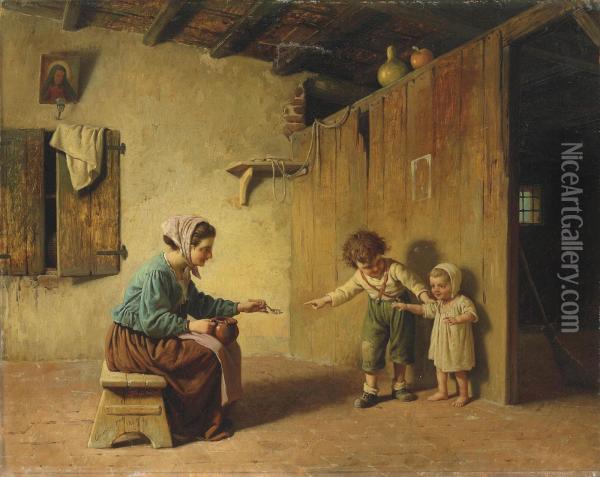 First Steps Oil Painting - Gaetano Chierici