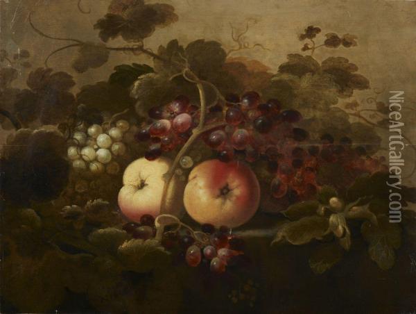 Nature Morte Aux Raisins, Pommes Et Noisettes Oil Painting - Roloef Koets