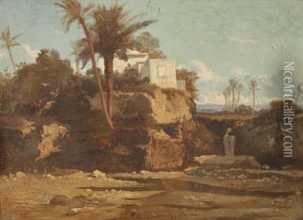 L'oasis Oil Painting - Prosper Georges Ant. Marilhat