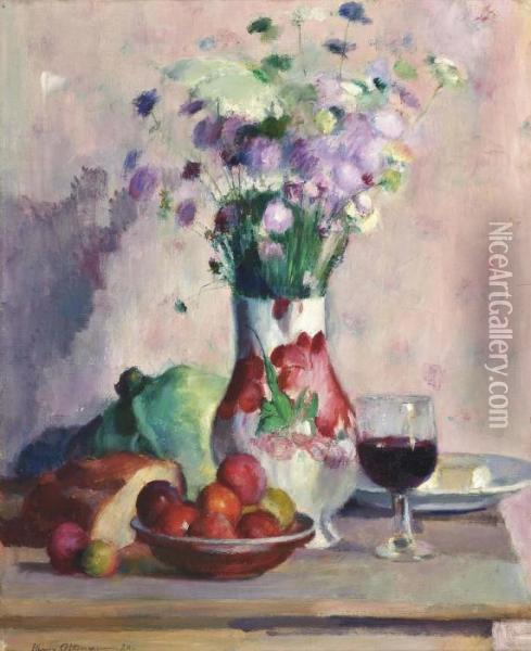Les Pommes Rouges Oil Painting - Henri Ottmann
