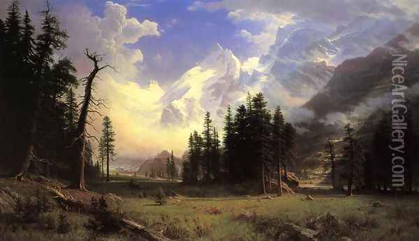 The Morteratsch Glacier Upper Engadine Valley Pontresina Oil Painting - Albert Bierstadt
