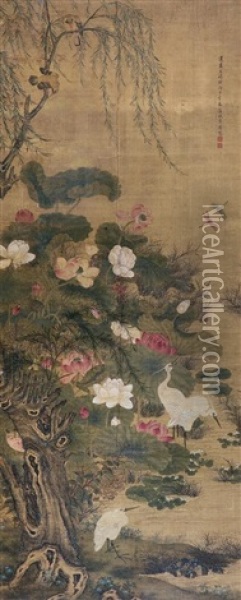 Lotus Oil Painting -  Li Xiuyi