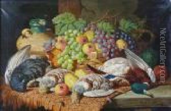 Still Life Of Fruit And Dead Game Oil Painting - Charles Thomas Bale