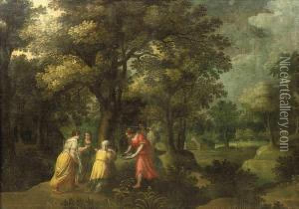 The Finding Of Moses Oil Painting - Gillis van Coninxloo