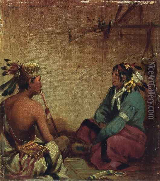 Interior of Wigwam Oil Painting - John Mix Stanley