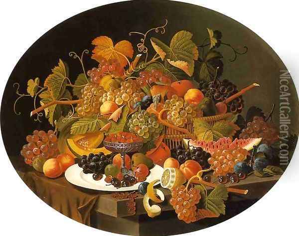 Still Life with Fruit Date unknown 3 Oil Painting - Severin Roesen