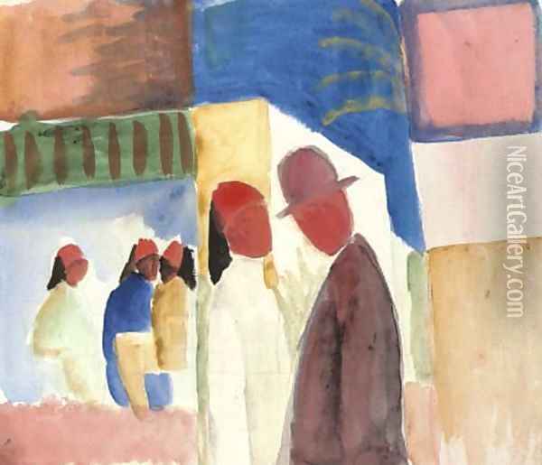 Auf der Strasse Oil Painting - August Macke