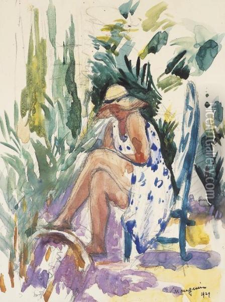 Odette Dans Le Jardin Oil Painting - Henri Charles Manguin