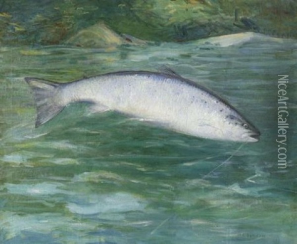 Silverside Landlock Salmon Oil Painting - Horace C. Dunham