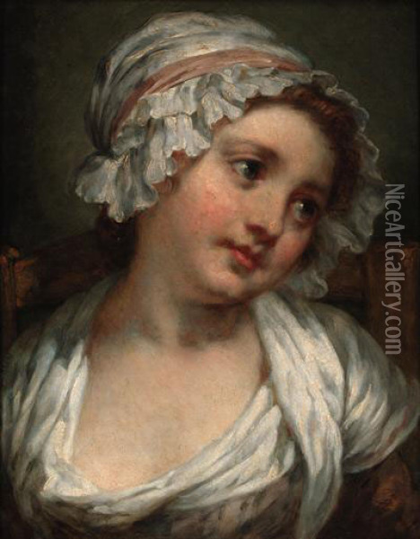 A Young Maid Oil Painting - Jean Baptiste Greuze