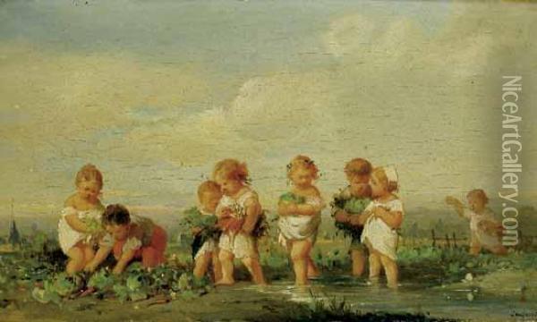 Les Petits Maraichers Oil Painting - Francois Louis Lanfant de Metz