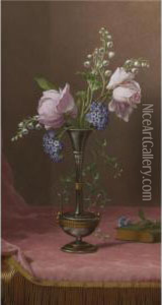 Victorian Vase With Flowers Of Devotion Oil Painting - Martin Johnson Heade