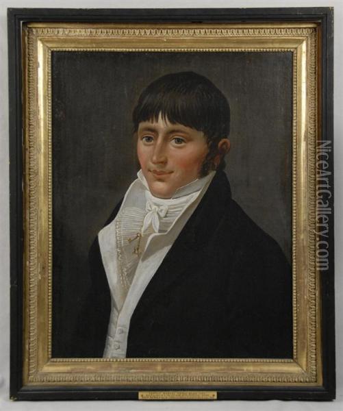 Portrait Of Captain Samuel Doten Oil Painting - Charles Delin