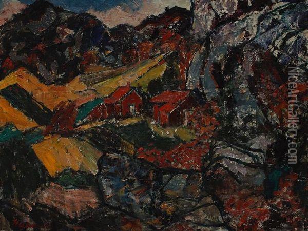 Village De Montagne Oil Painting - Eerik Haamer