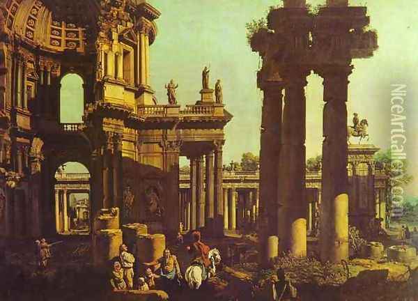 Ruins of a Temple Oil Painting - (Giovanni Antonio Canal) Canaletto