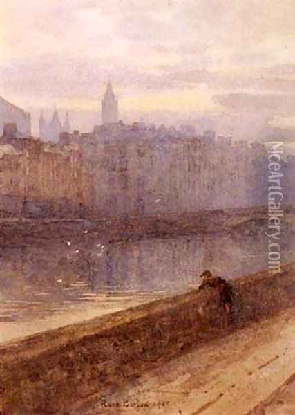 Evening On The River Liffey With St.John Oil Painting - Rose Maynard Barton