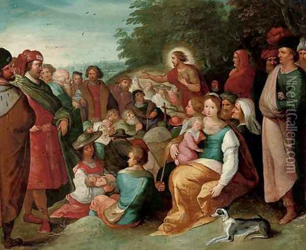 Saint John the Baptist preaching to the multitude Oil Painting - Frans II Francken