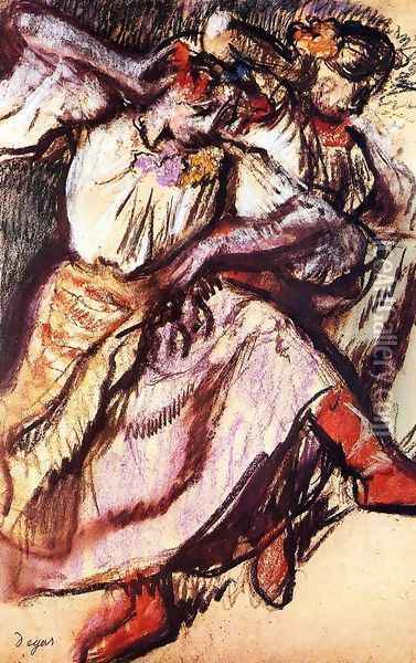 Two Russian Dancers Oil Painting - Edgar Degas