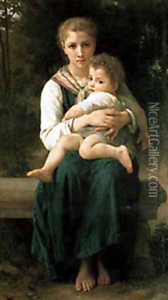 Brother And Sister Oil Painting - William-Adolphe Bouguereau