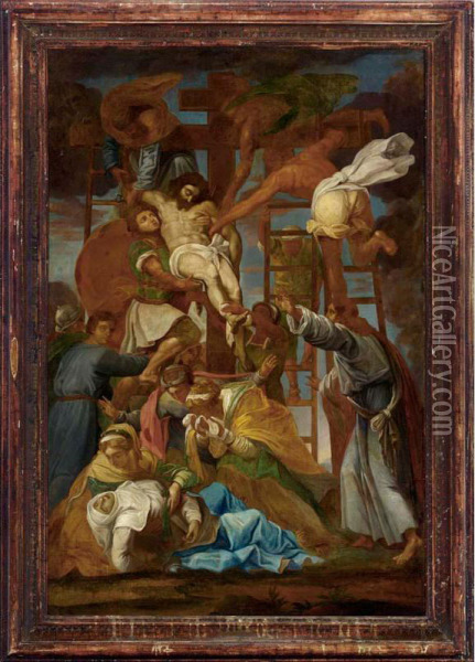 The Descent From The Cross Oil Painting - Daniele Volterra Da Ricciarelli