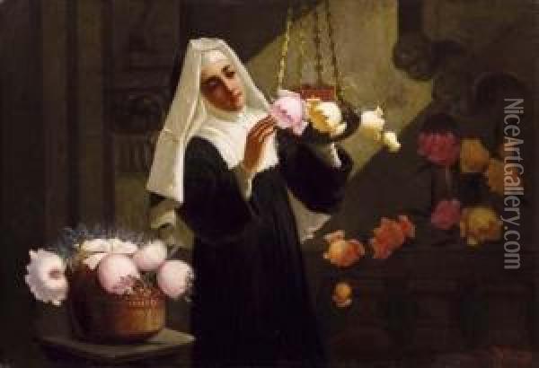 Nel Convento Oil Painting - Virgilio Ripari