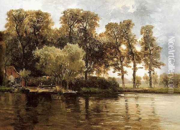 Canal Oil Painting - Carlos de Haes