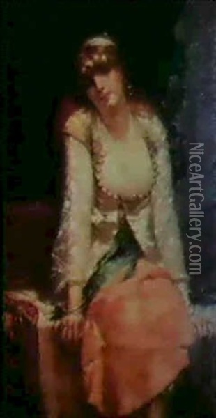 An Eastern Beauty (the Tambourine Girl) Oil Painting - Jean Joseph Benjamin Constant