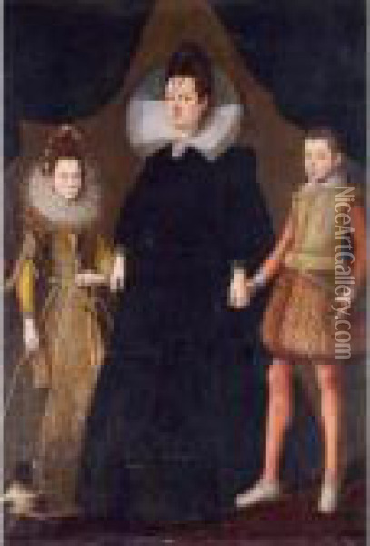 Portrait Of A Mother And Her Two Children Oil Painting - Tiberio di Tito