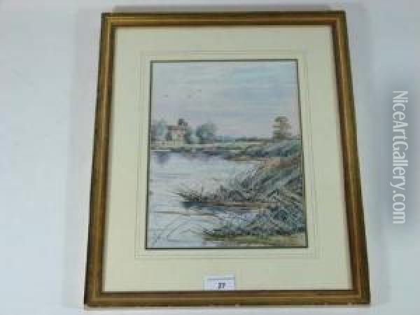 Watercolour And Gouache In The 
Isle Of Ely Initialled Lower Right Labelled Verso 11