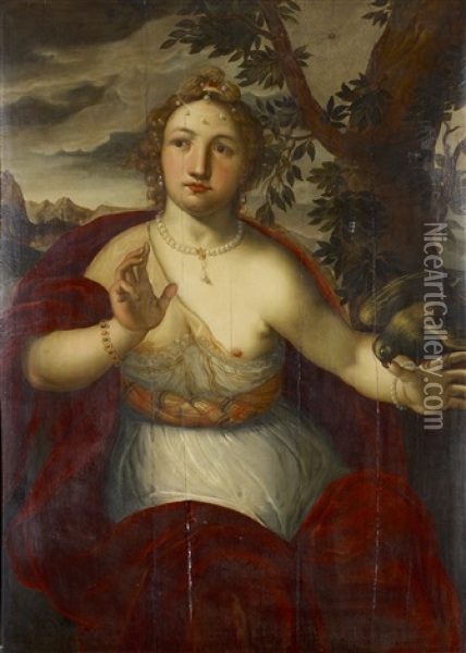 Kvinna Med Fagel Oil Painting - Michiel Coxie the Elder