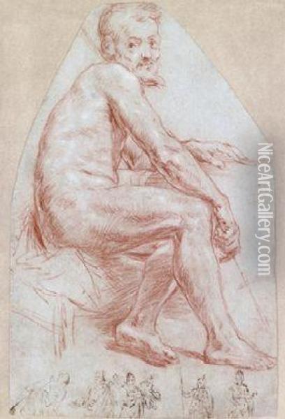 Studie Eines Sitzendes Mannes Oil Painting - Bernardino Barbatelli Poccetti