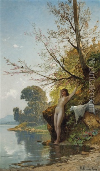 The Bather Oil Painting - Hermann David Salomon Corrodi