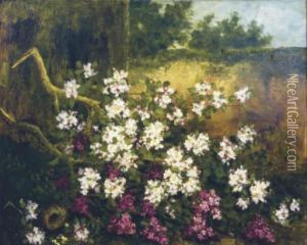 Apres L'orage: The Broken Blossom Branch Oil Painting - Fanny-Laurent Fleury