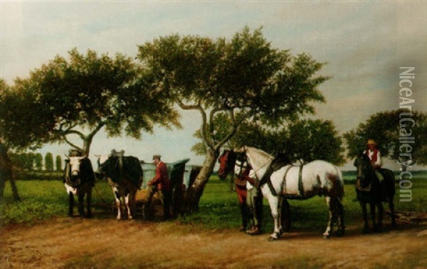 Paysage A Beureville Oil Painting - Willem Carel Nakken