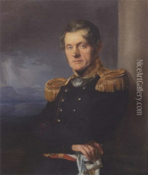 Carl Heinrich Theodor Als Schutzencommandant Oil Painting - Ernst August Becker