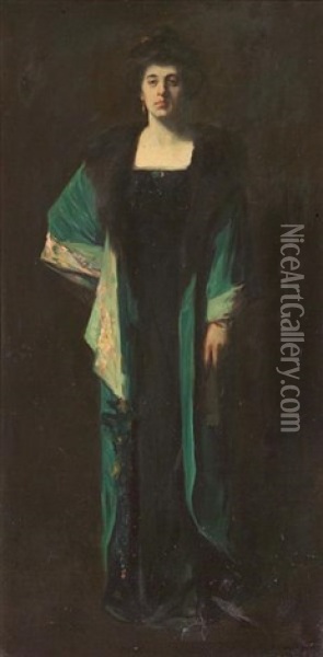 Portrait Of Mrs. Earl Cummings Oil Painting - Frank Joseph van Sloun