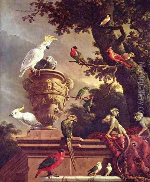 The Menagerie Oil Painting - Melchior de Hondecoeter