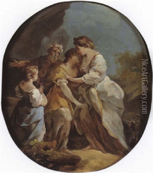 Une Scene De L'histoire Biblique(?) Oil Painting - Jean Baptiste Marie Pierre
