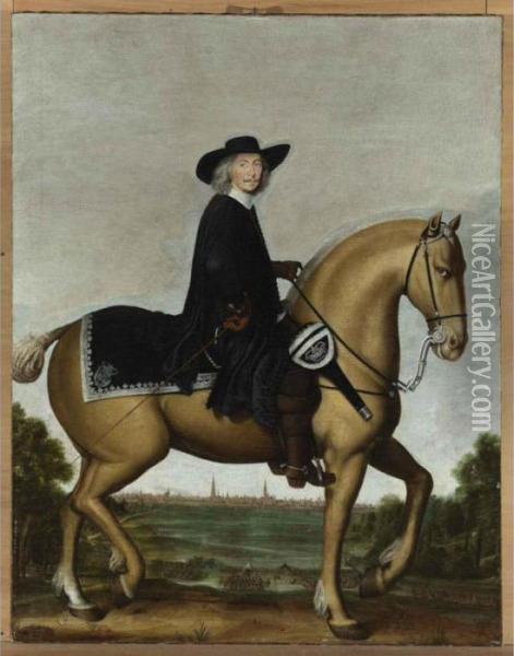 An Equastrian Portrait Of Prince Bishop Christoph Bernhard Von Galen, Called Oil Painting - Wolfgang Heimbach