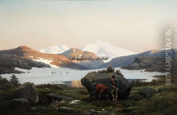 Reinsdyr Jakt Pa Vidda Oil Painting - Georg-Eduard Otto Saal