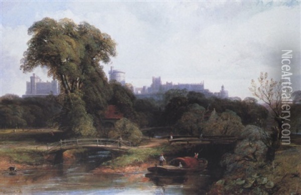 View Of Windsor Castle Oil Painting - Thomas Creswick
