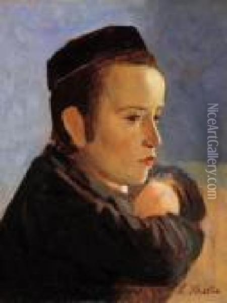 A Boy Oil Painting - Lazar' Leibovich Krestin