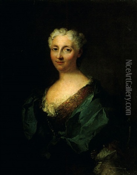 Portrait De Catherine Nicole Gruyer Oil Painting - Robert Levrac-Tournieres