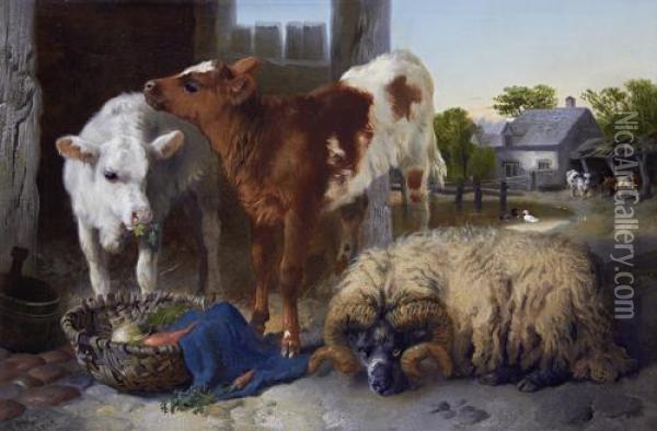 Feeding Time Oil Painting - George W. Horlor