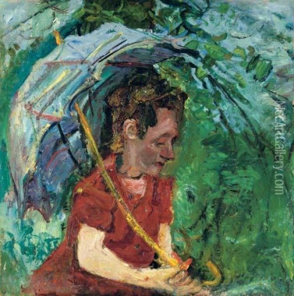 La Femme A L'ombrelle Oil Painting - Chaim Soutine